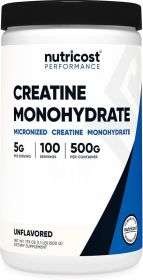 Nutricost Creatine Monohydrate Micronized Powder 500G, 5000mg Per Serv (5g) - 100 Servings, 17.9 Oz Nutricost Creatine Monohydrate Micronized Powder 500G, 5000mg Per Serv (5g) - 100 Servings, 17.9 Oz